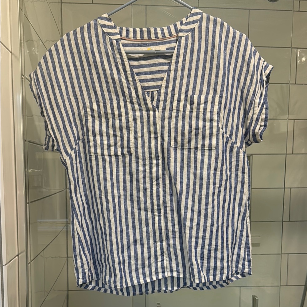 Boden Blue and White Striped Top